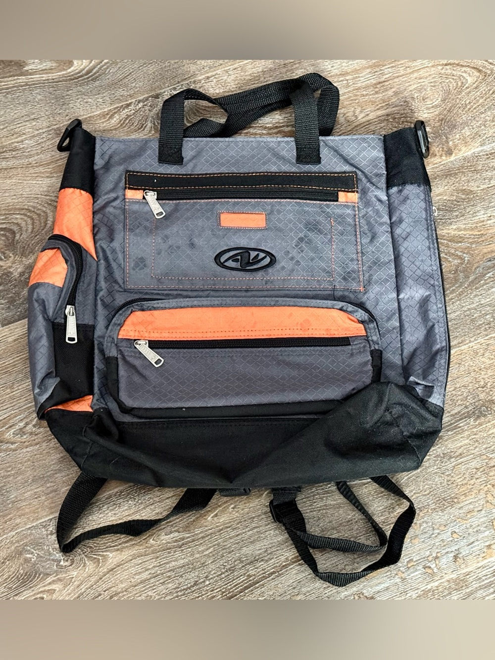 Athletic Works Gray Orange 3-in-1 Convertible Travel Bag & Backpack